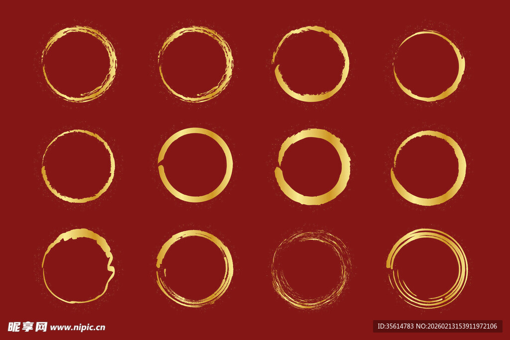 金色水墨圆环