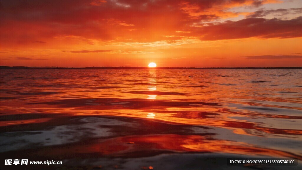 海上绝美落日景观