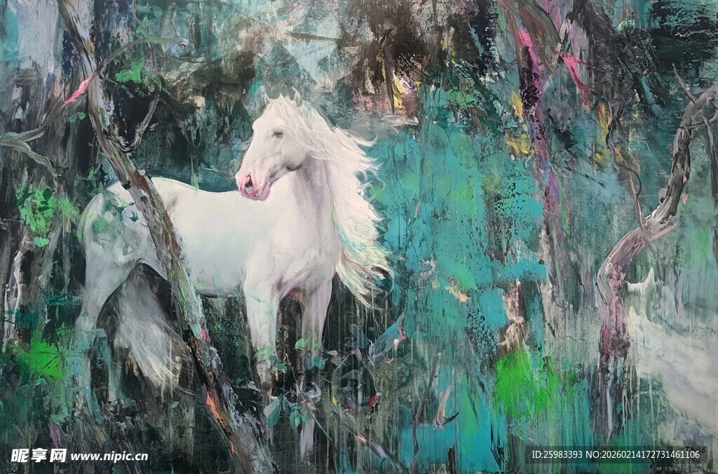 白马油画