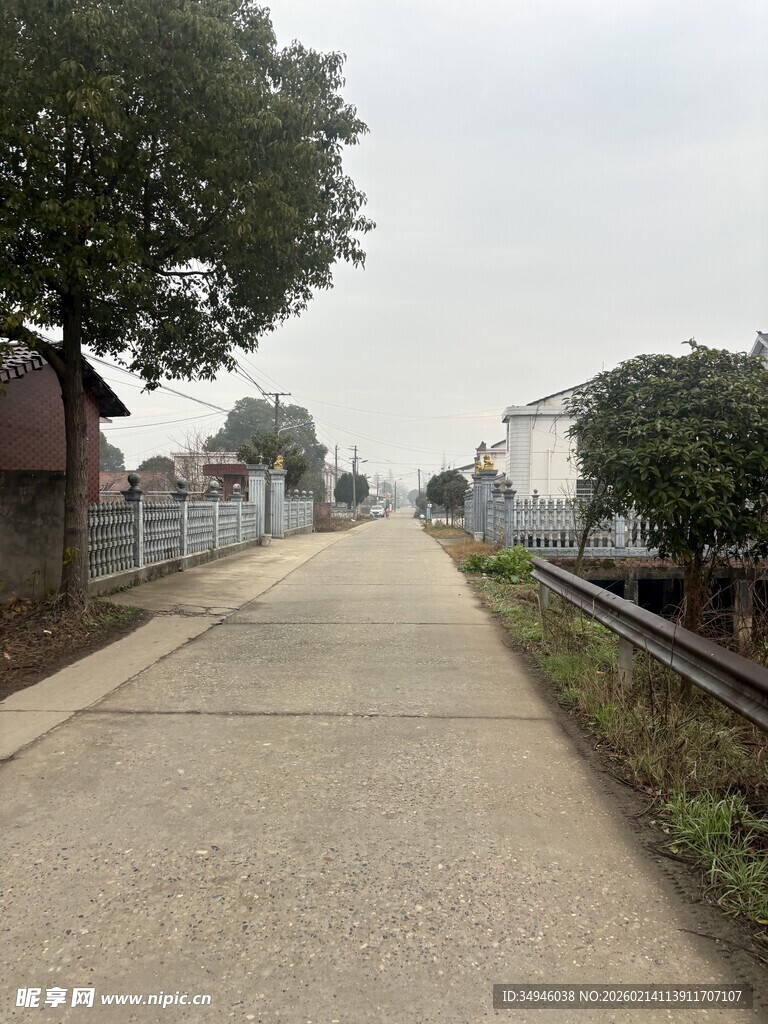 乡村中的宁静水泥小路