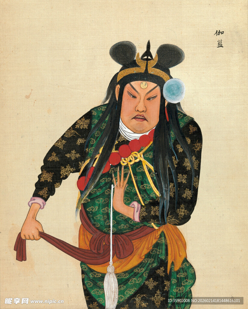 古代武将扮相人物持兵器图