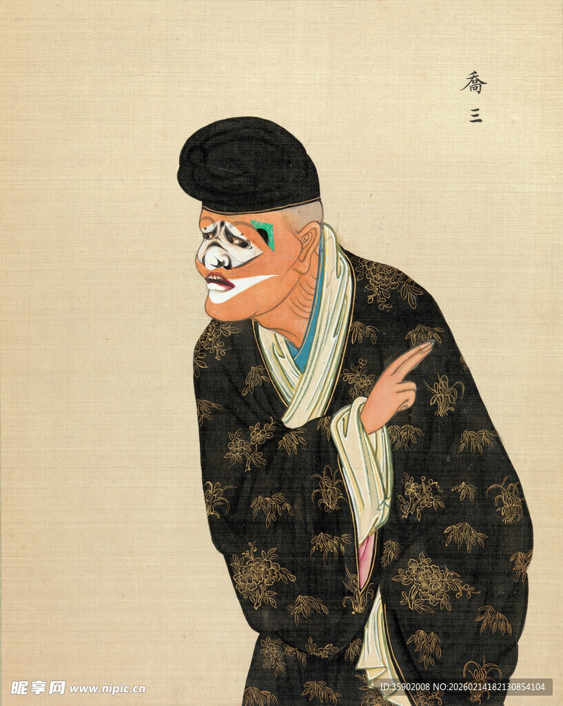 京剧人物扮相侧身像