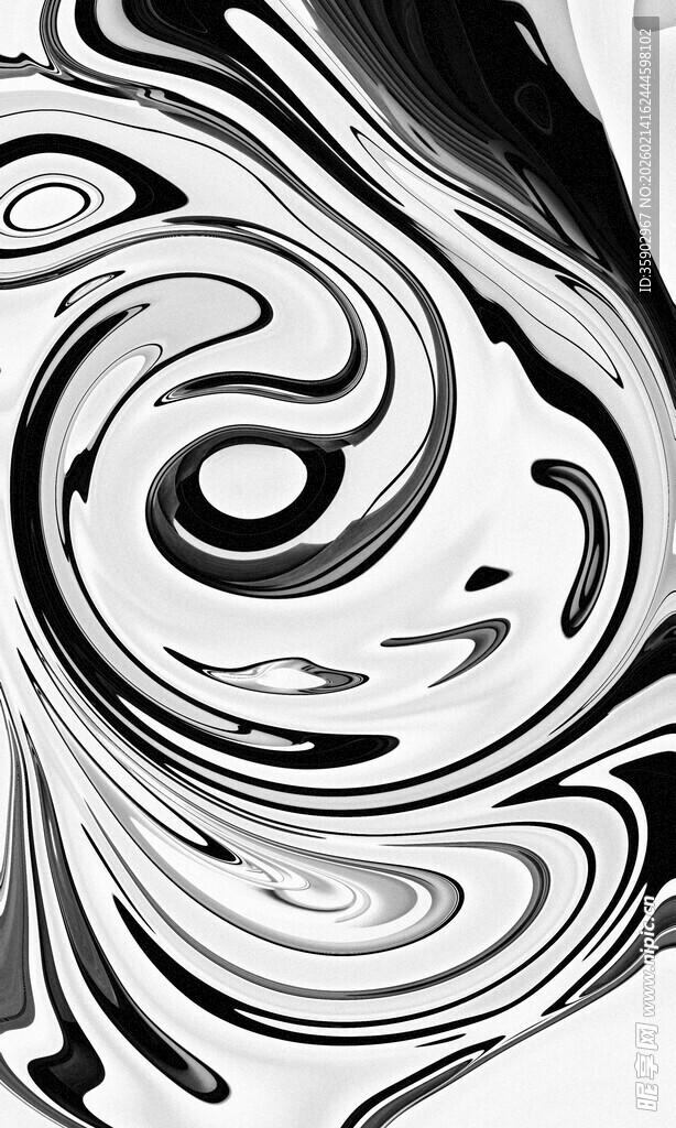 黑白流体艺术图案