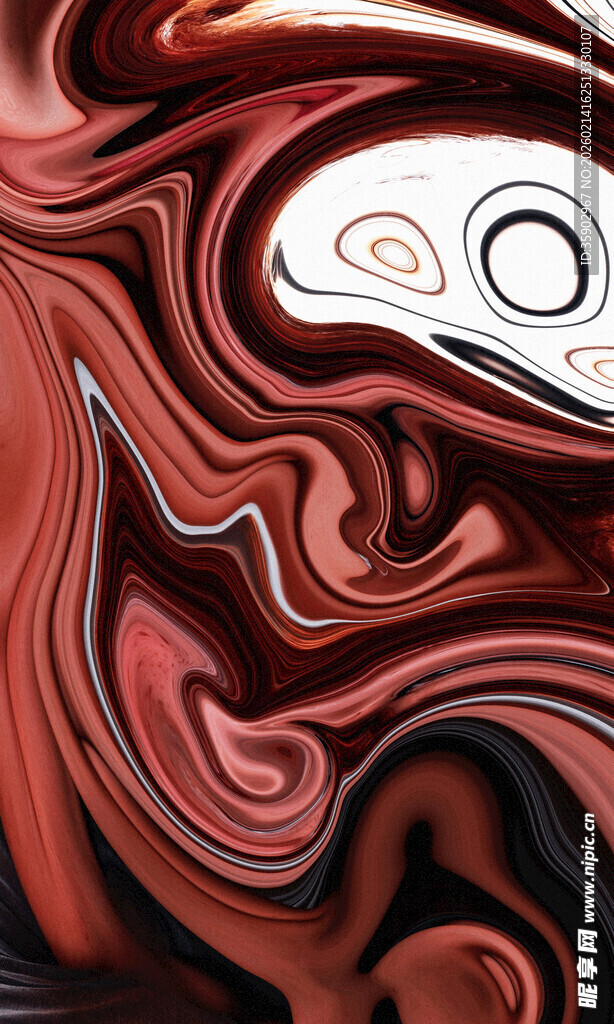 红色流动纹理抽象艺术图