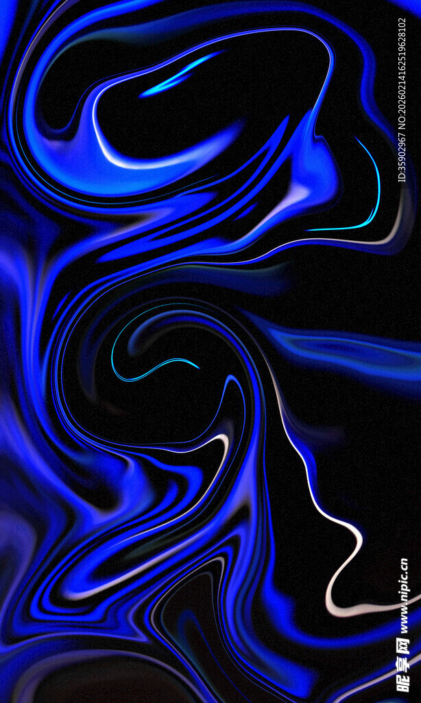 蓝色抽象流动艺术图案