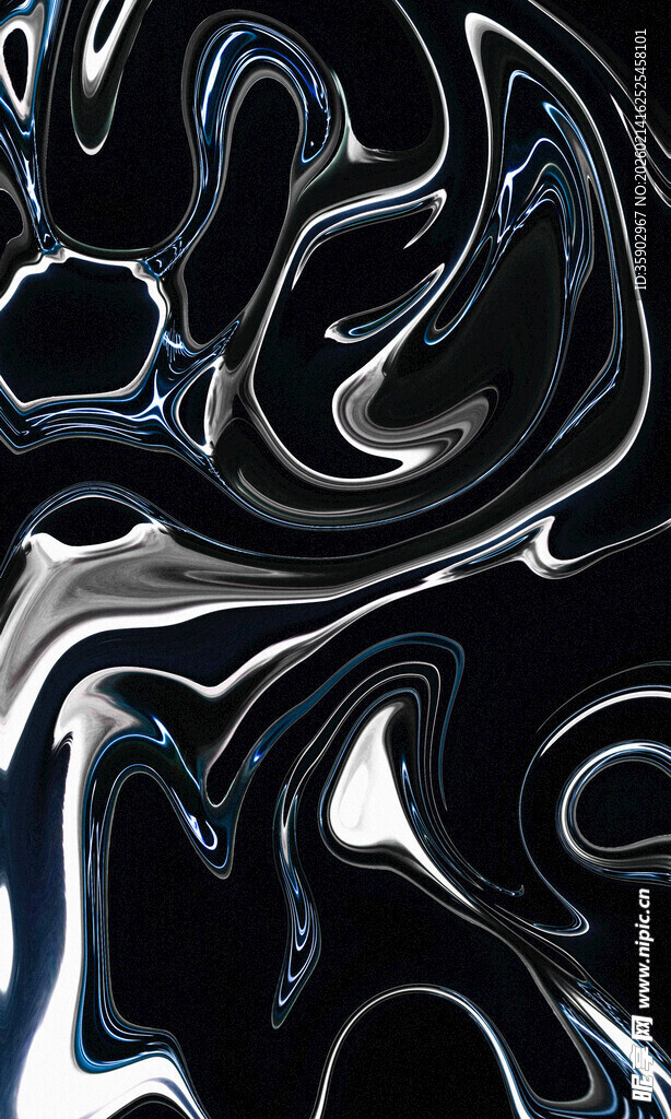 抽象流动黑色艺术图案