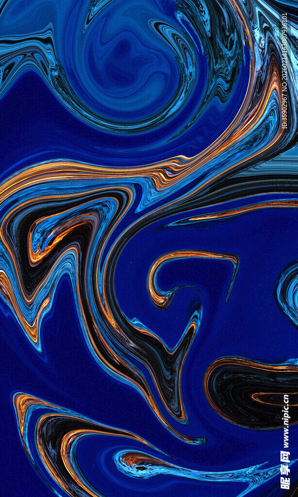 蓝色抽象流体艺术图案