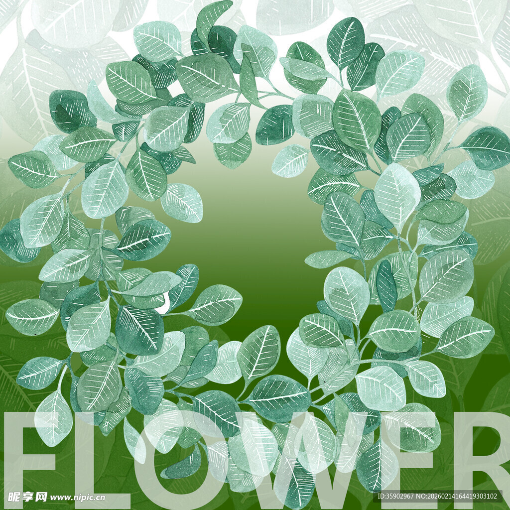 绿叶花环清新花卉意象