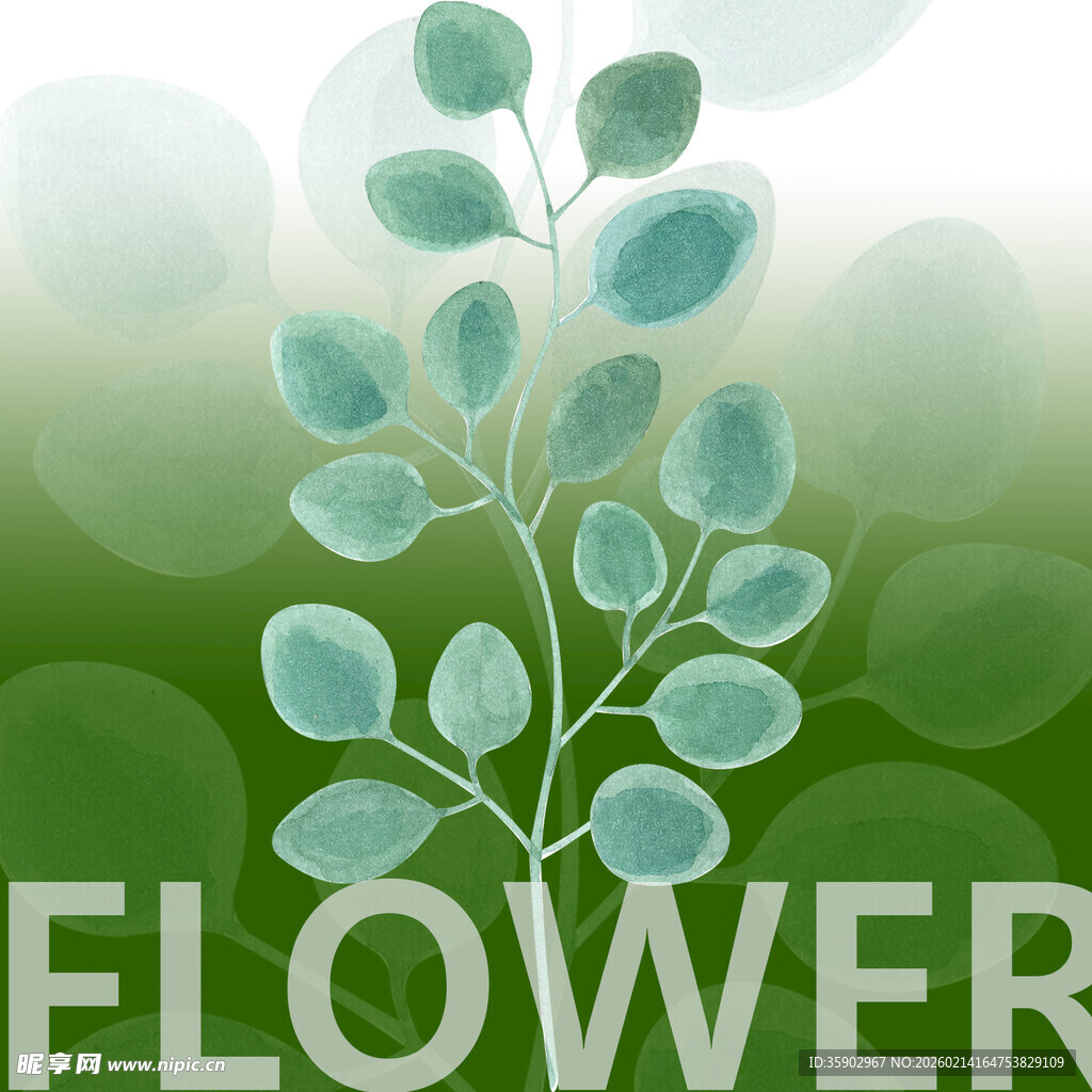 清新绿叶花卉背景图