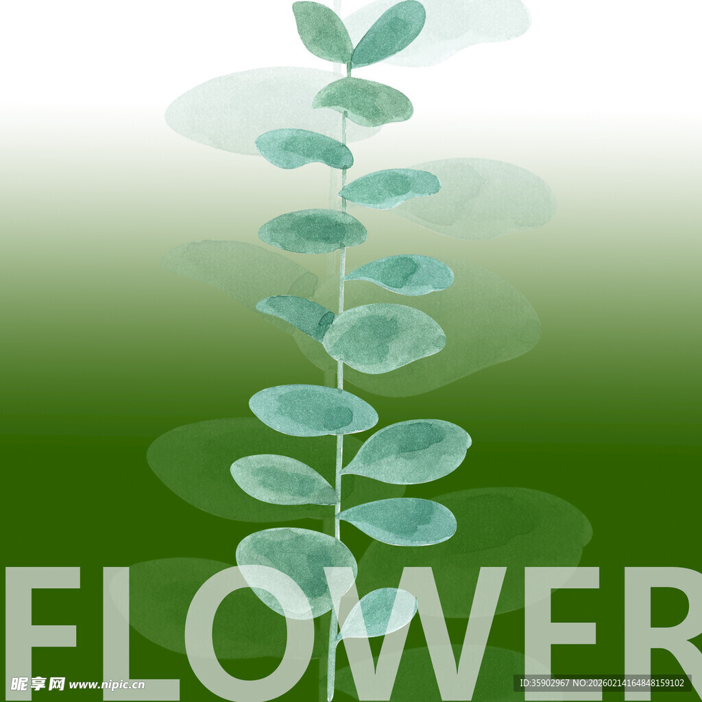 清新绿叶花卉背景图