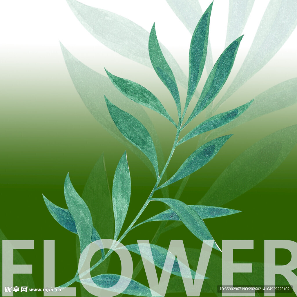 清新绿叶花卉背景图