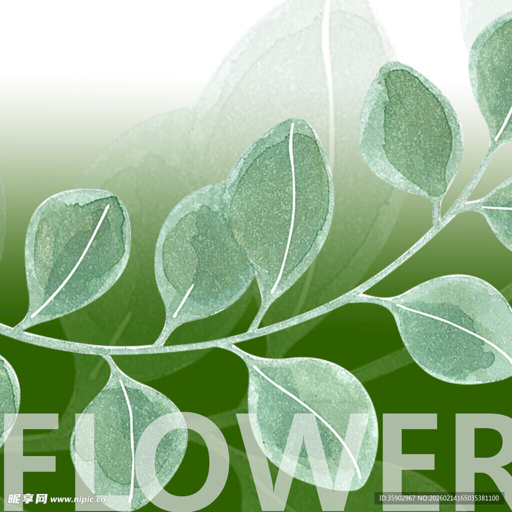 清新绿叶花卉背景图