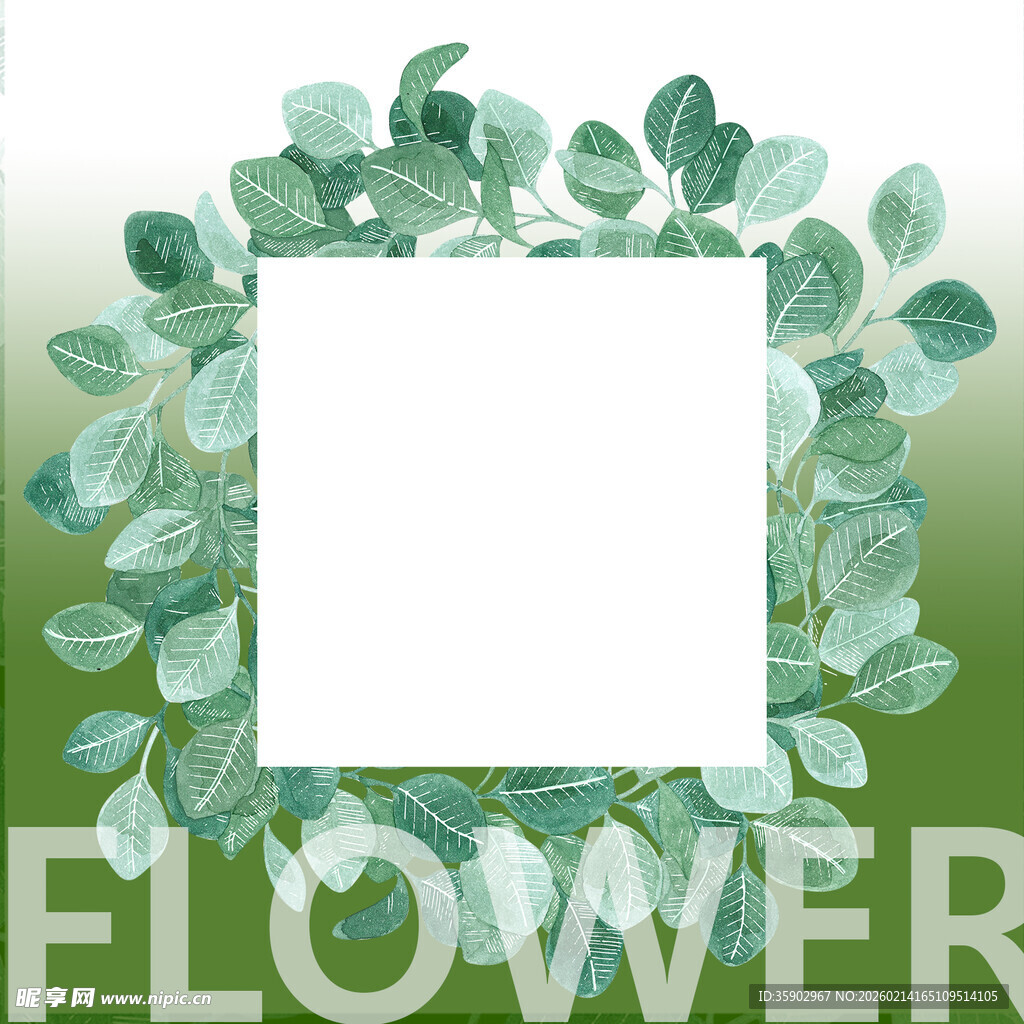 绿叶环绕的花卉主题框架