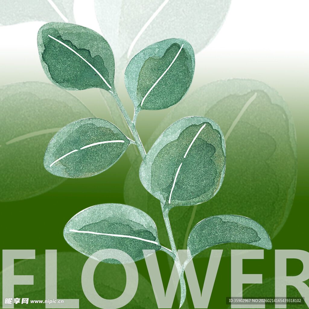 清新绿叶花卉背景图