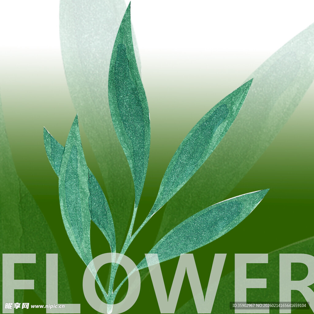 清新绿叶花卉主题图
