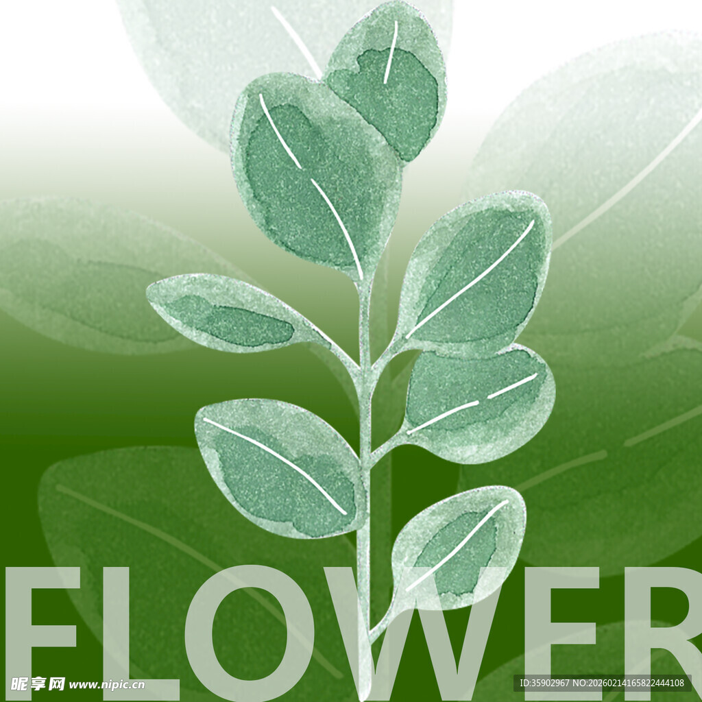 清新绿叶花卉图案背景