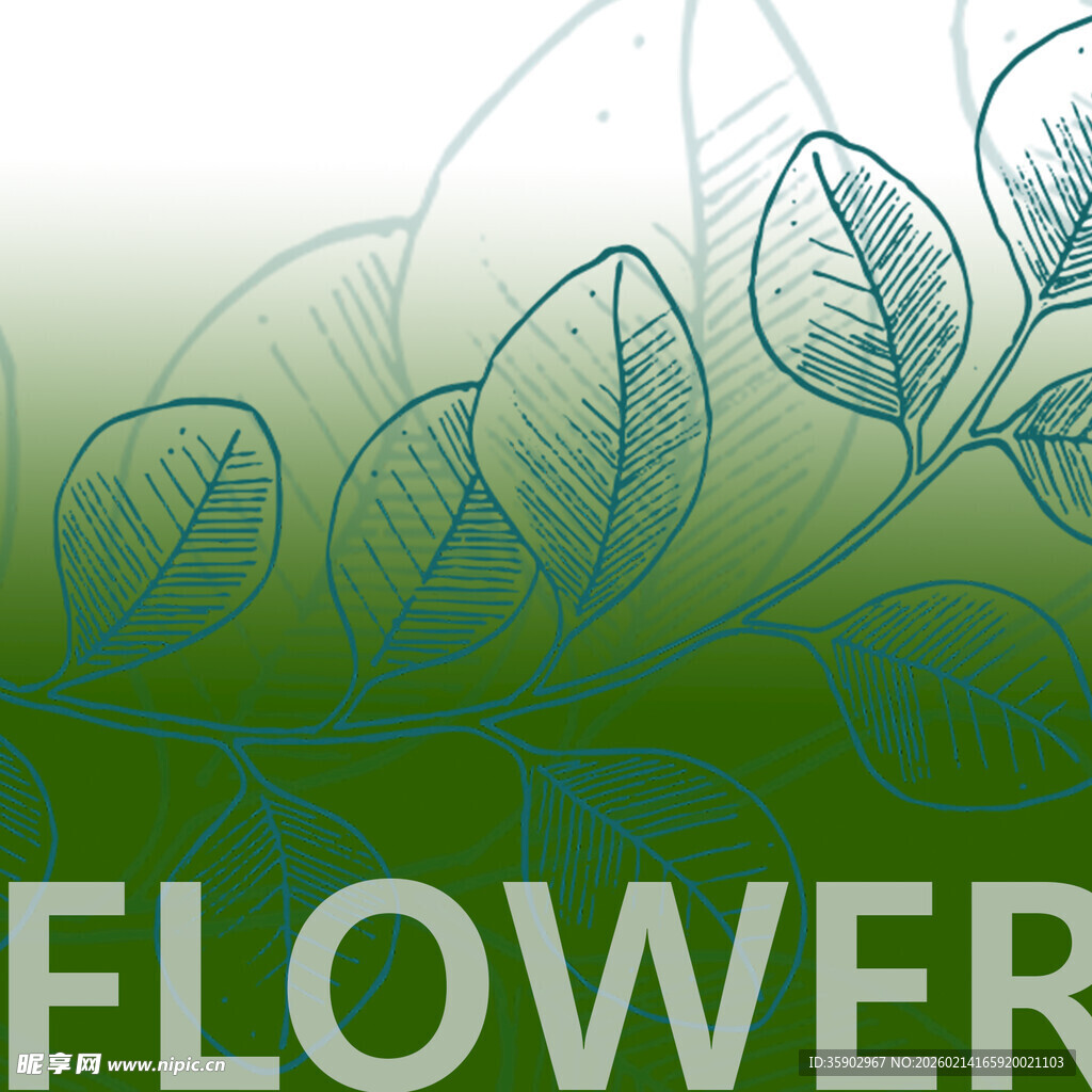 清新绿叶花卉背景图