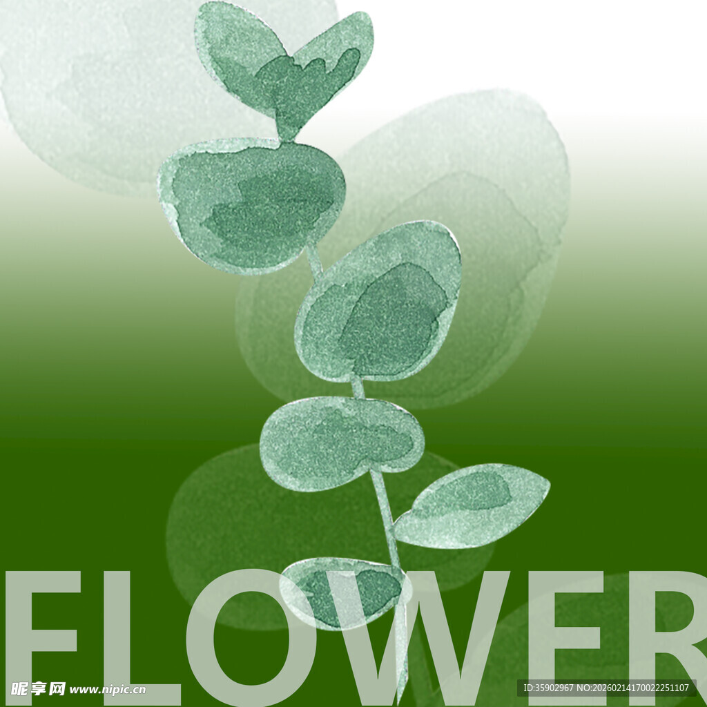 清新绿叶花卉背景图