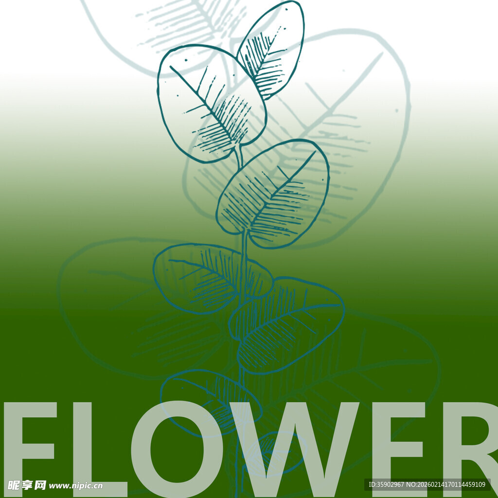 绿色花卉主题抽象背景图