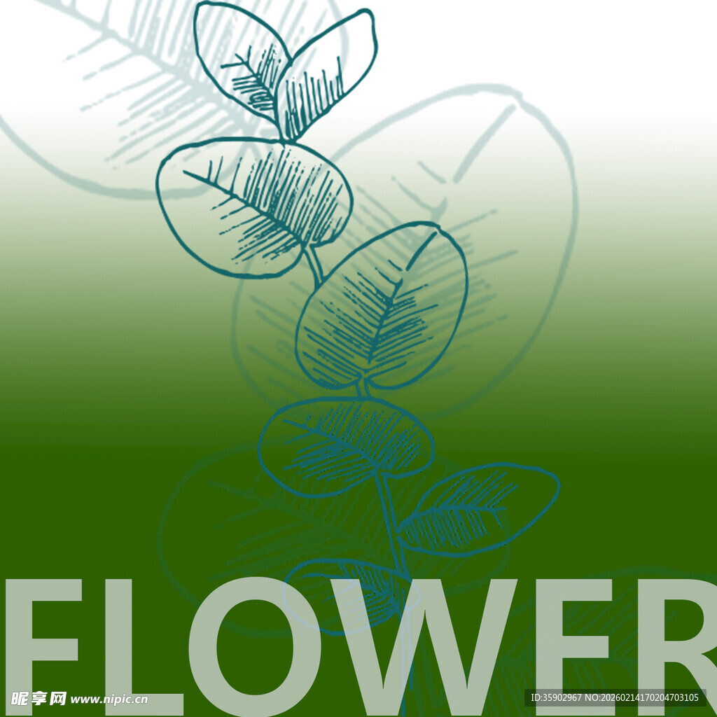 清新绿叶花卉背景图