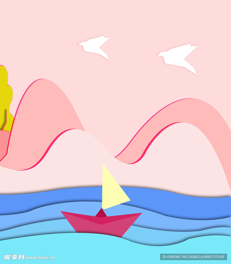 海上红帆船的梦幻风景