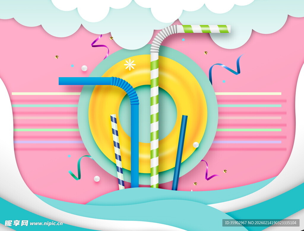 梦幻泳池夏日清凉场景