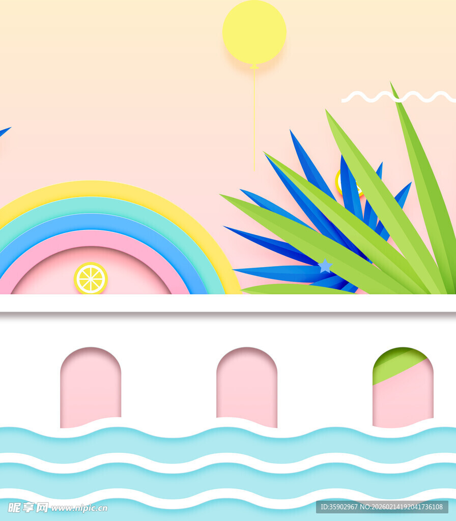 梦幻彩虹下的水上桥梁景观