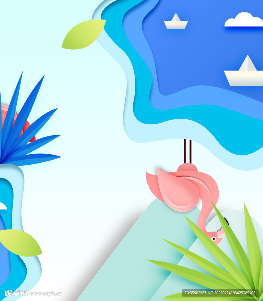 梦幻火烈鸟的热带风光