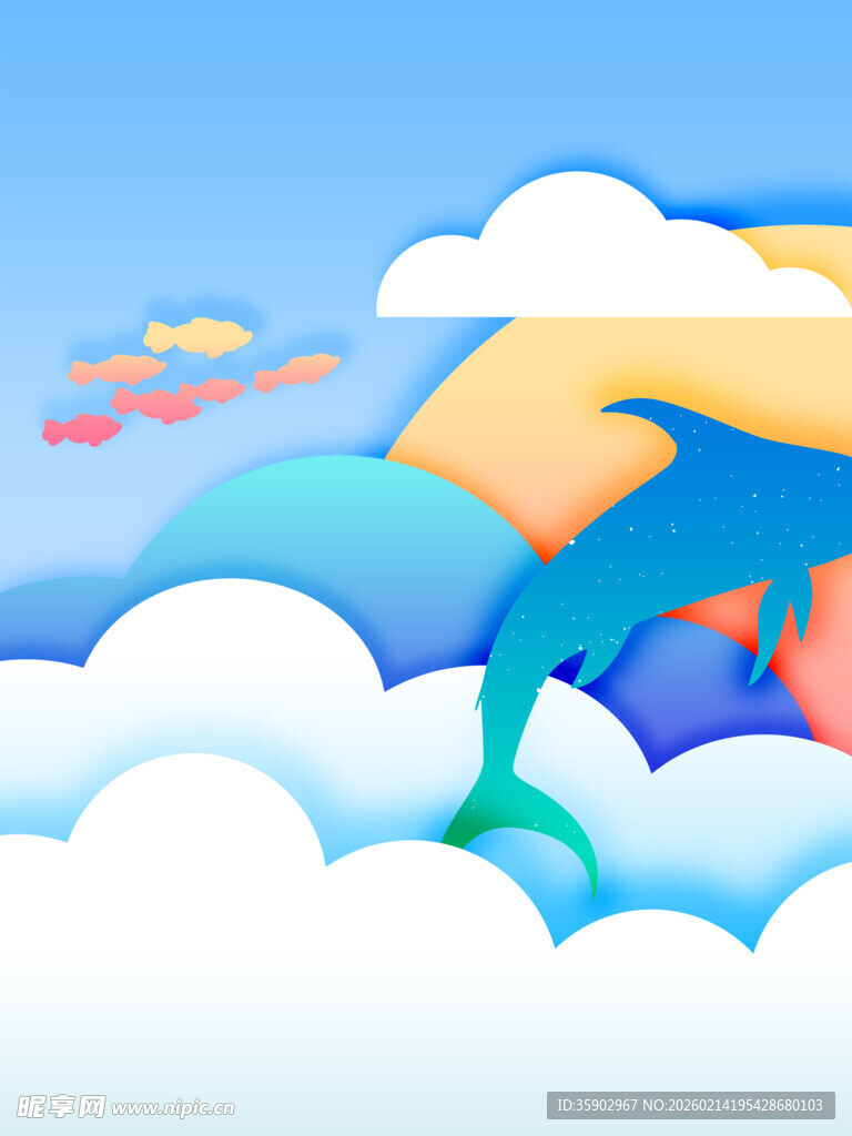 梦幻海豚跃于云海之上