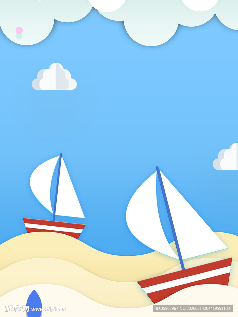 海边帆船风景插画