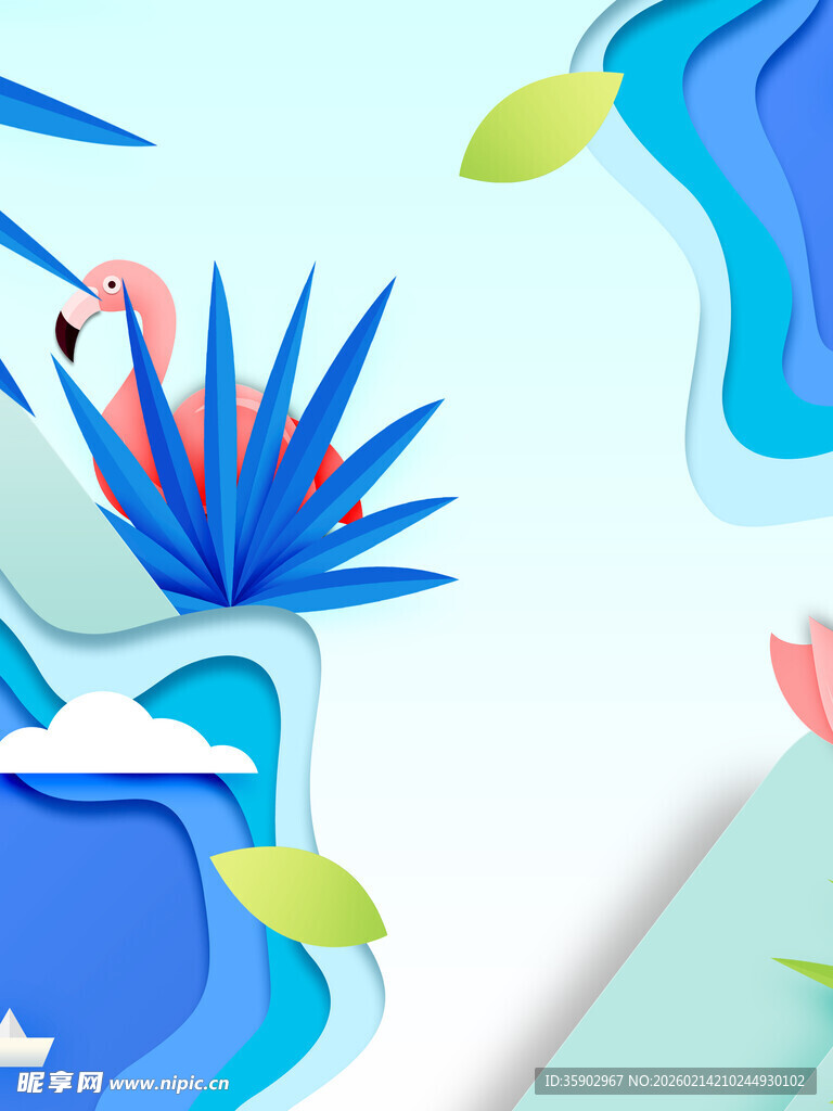 梦幻纸艺风植物场景