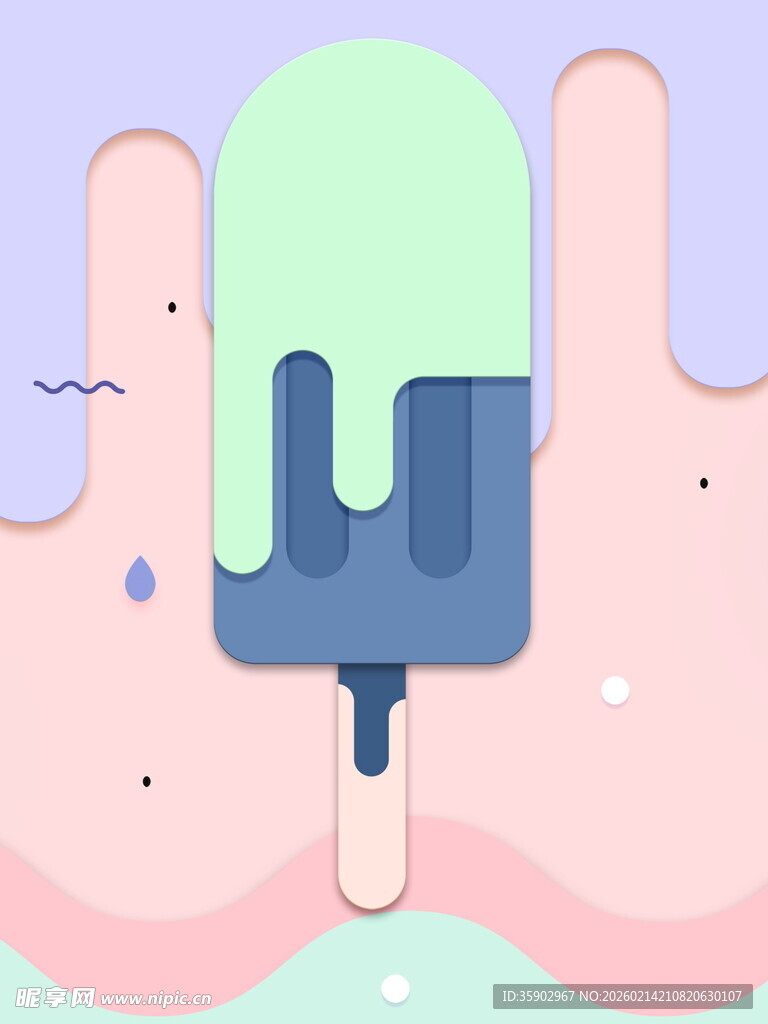 夏日清凉冰淇淋插画