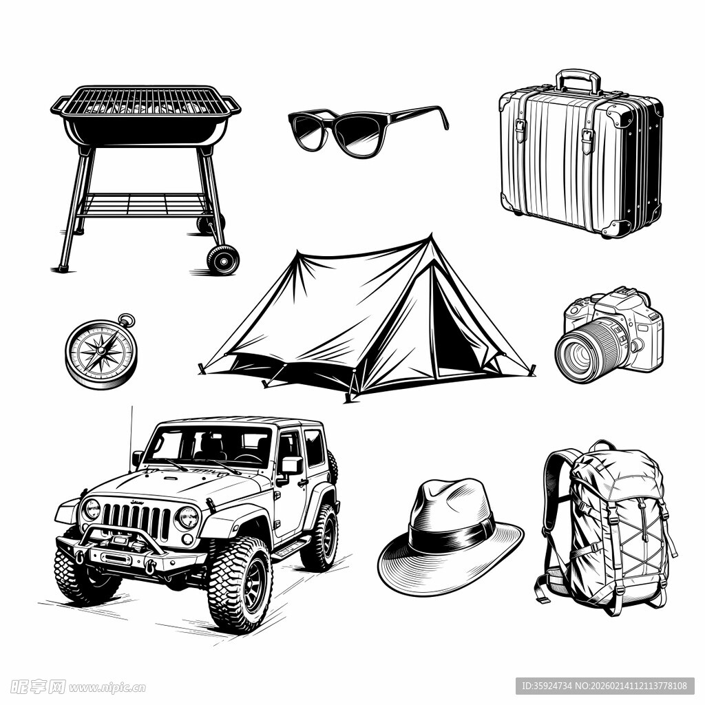 户外露营装备集合