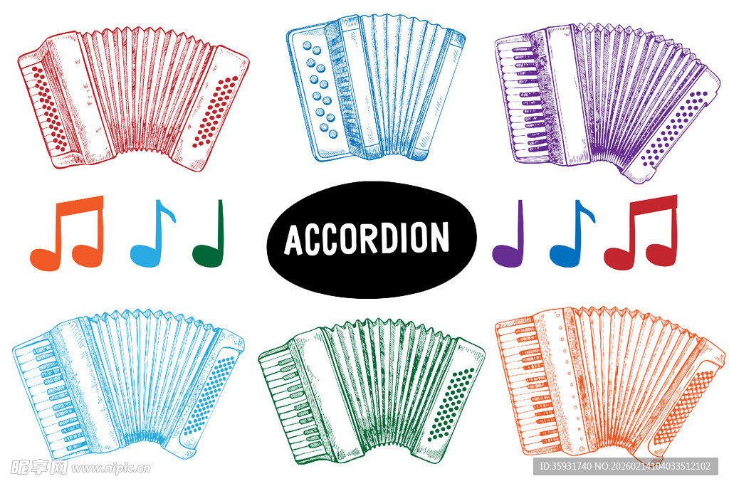 手风琴与音符图案