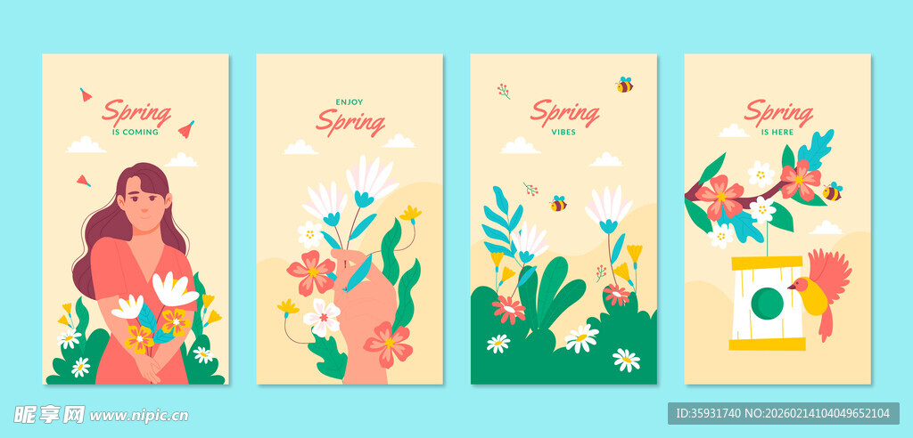 春季花卉女孩
