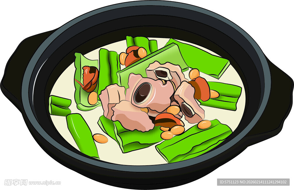 凉瓜煲砂锅炖菜插画
