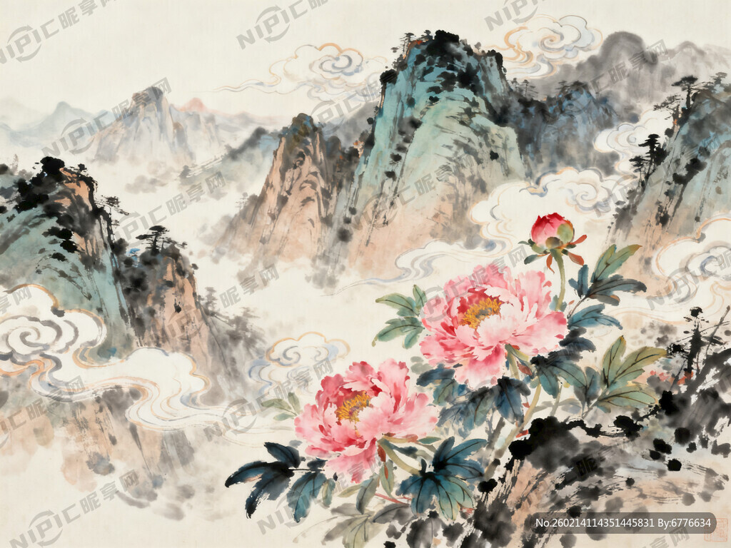 国朝风格 山谷 中国风 中国画