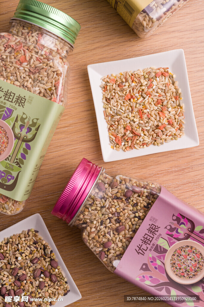 多样美味谷物食品展示