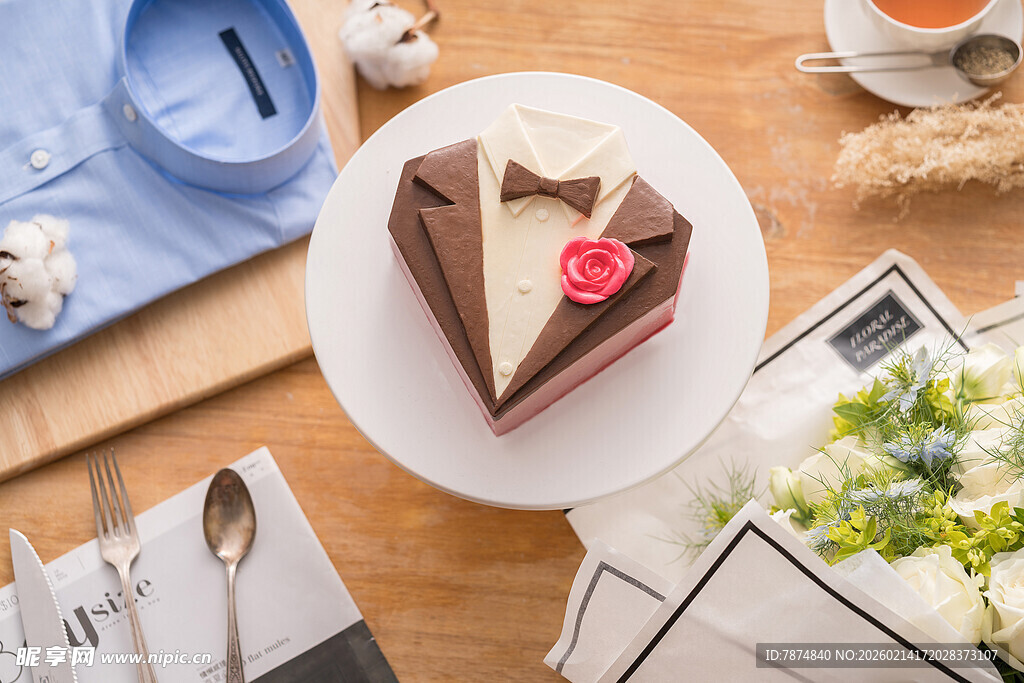 精致双色蛋糕摆拍