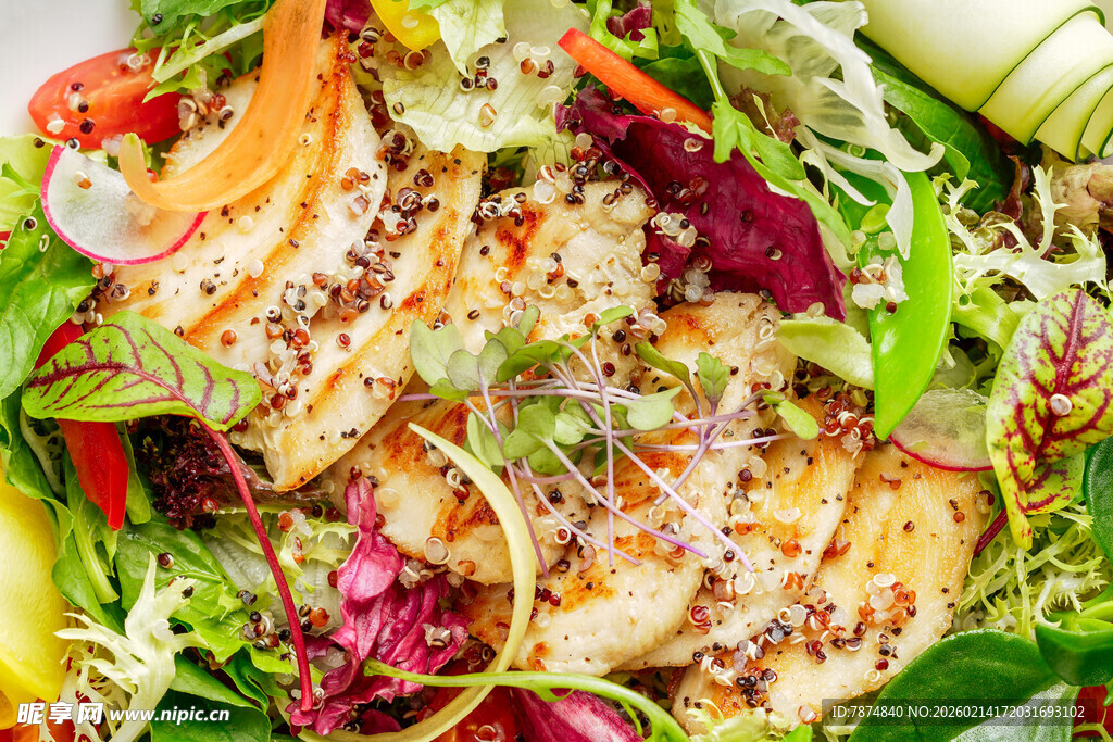 美味多彩蔬菜鸡肉沙拉