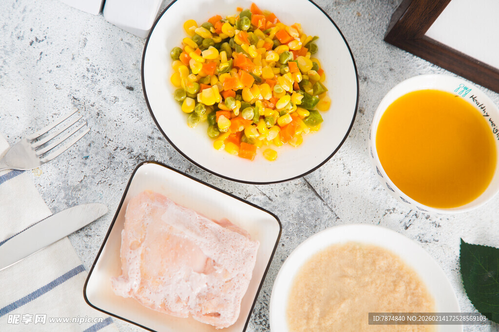 新鲜食材组合准备烹饪