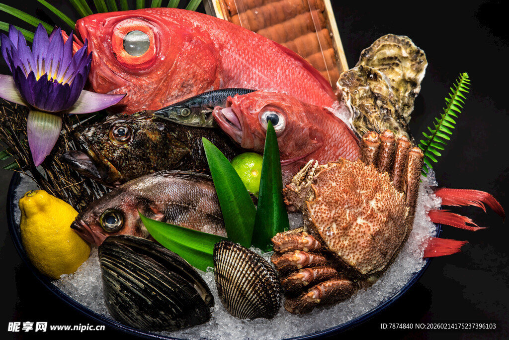丰盛海鲜拼盘展示