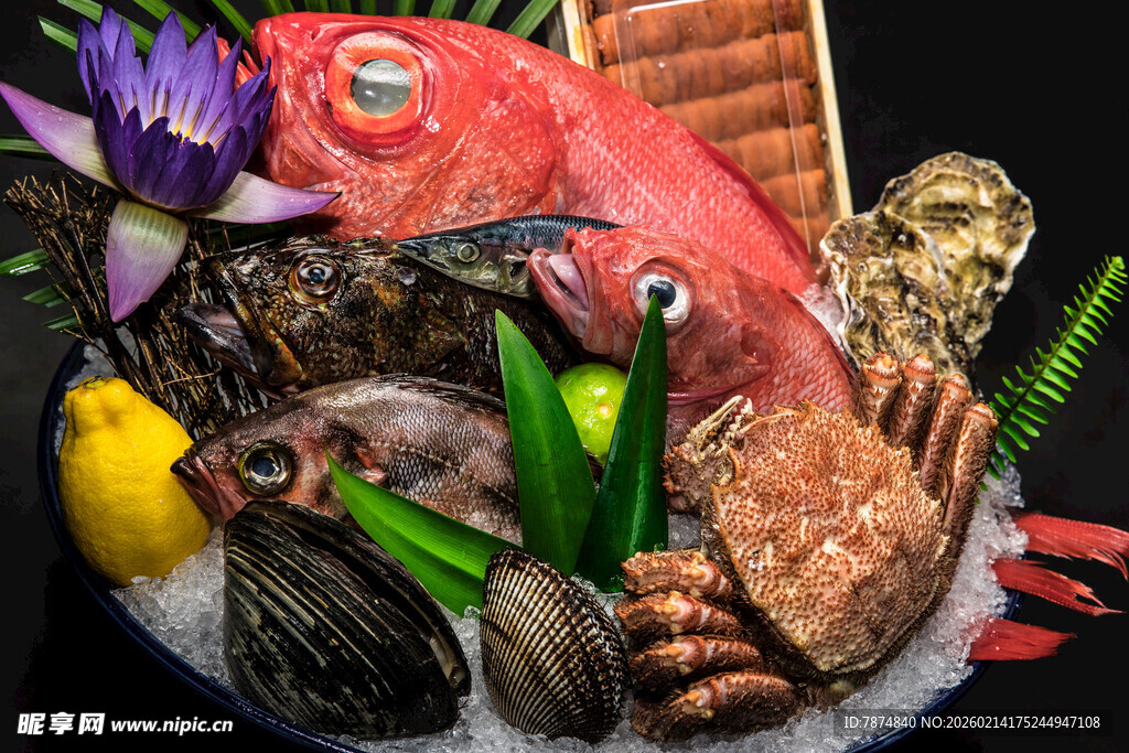 丰盛海鲜拼盘 美味诱人