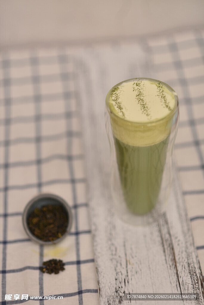 抹茶饮品搭配小料展示