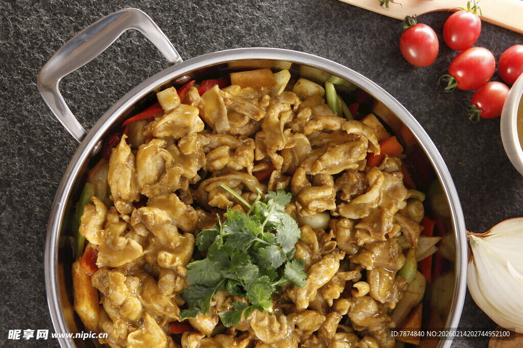 美味咖喱鸡肉锅