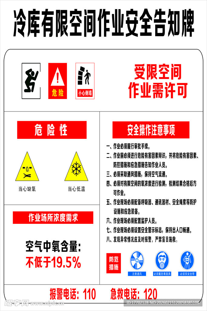 仓库有限空间安全告知牌