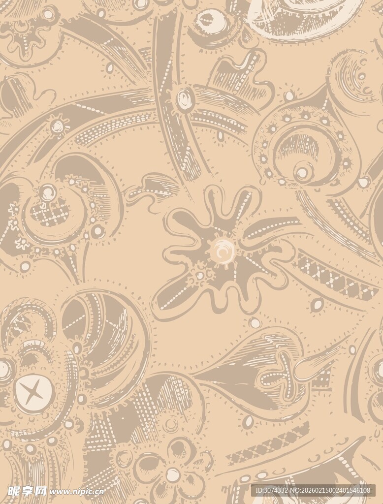 墙布花型 复古花卉纹样装饰图案