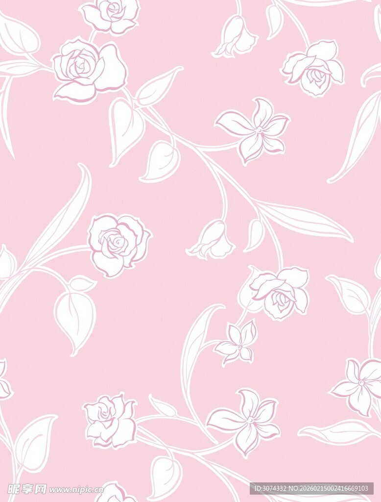 墙布花型 粉色花卉纹理背景图