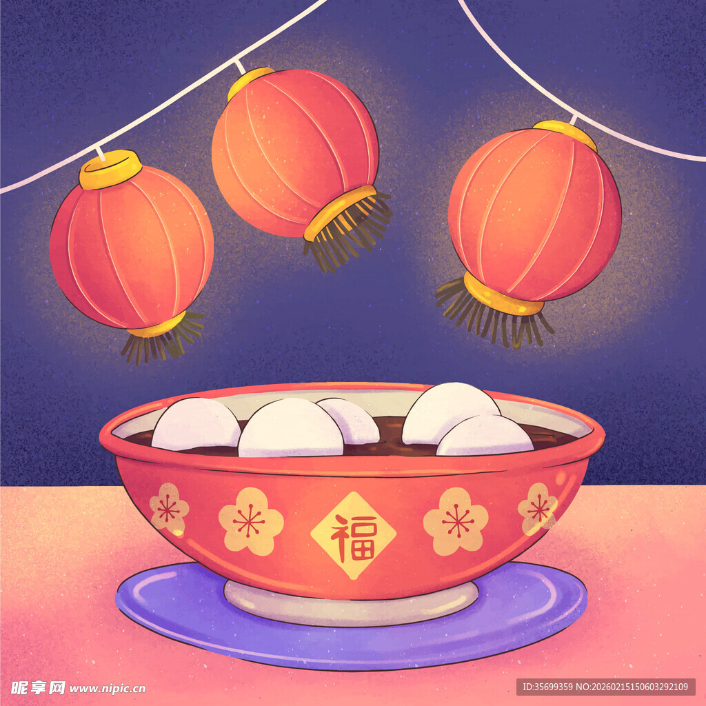 元宵与高悬红灯笼