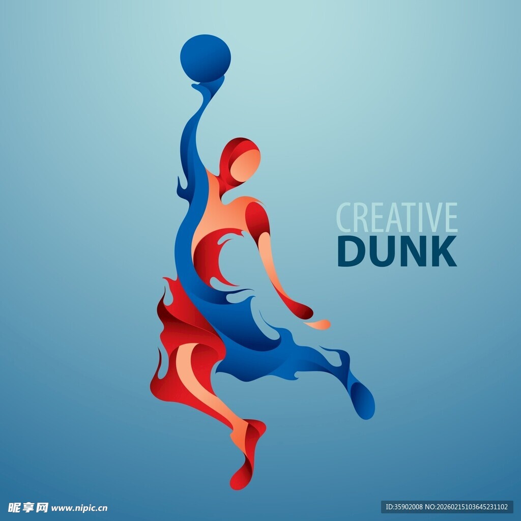 动感篮球扣篮剪影
